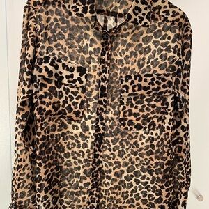 Leopard Print Button-Up Shirt
